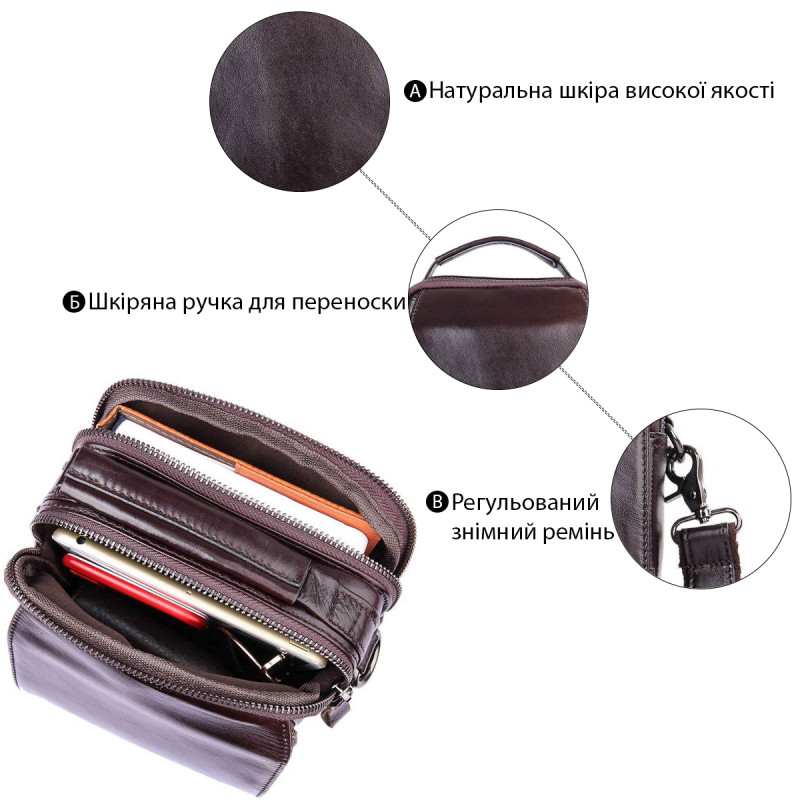 Сумка Vintage из натуральной кожи Коричневая