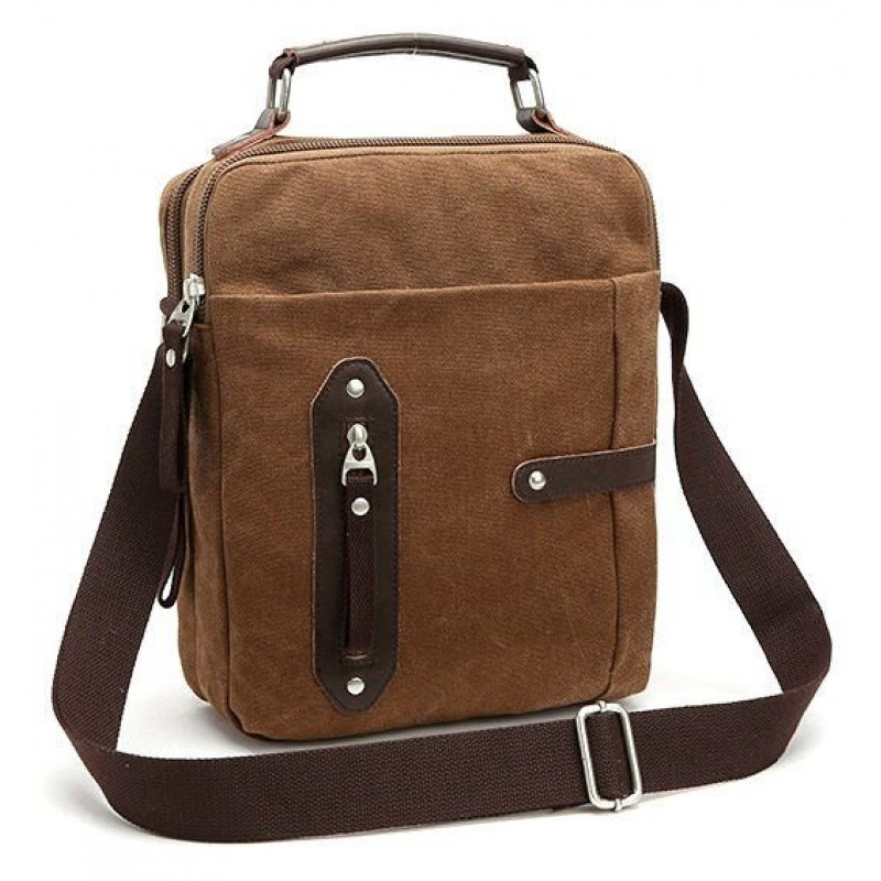 Сумка вертикальна текстильна Vintage Коричнева