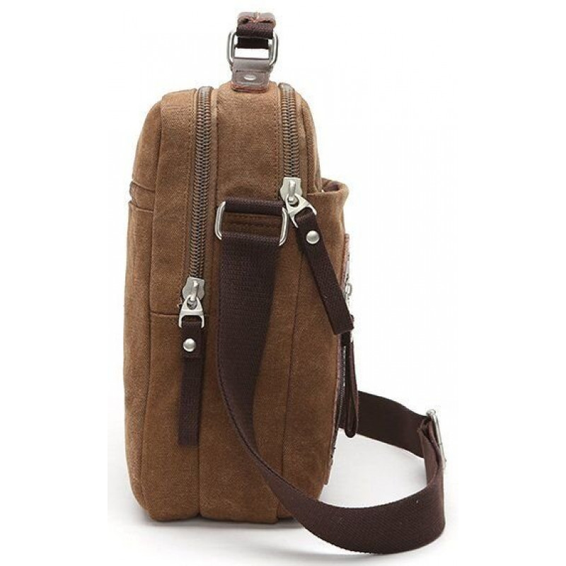 Сумка вертикальна текстильна Vintage Коричнева