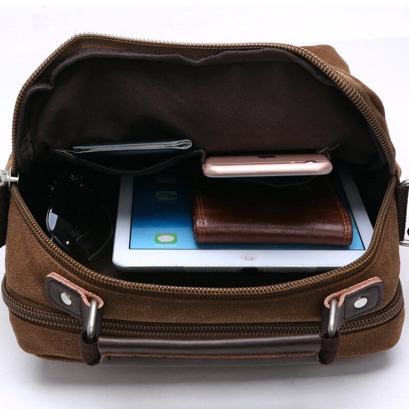 Сумка вертикальна текстильна Vintage Коричнева