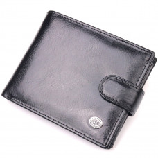 Классический мужской бумажник среднего размера из натуральной кожи ST Leather Черный