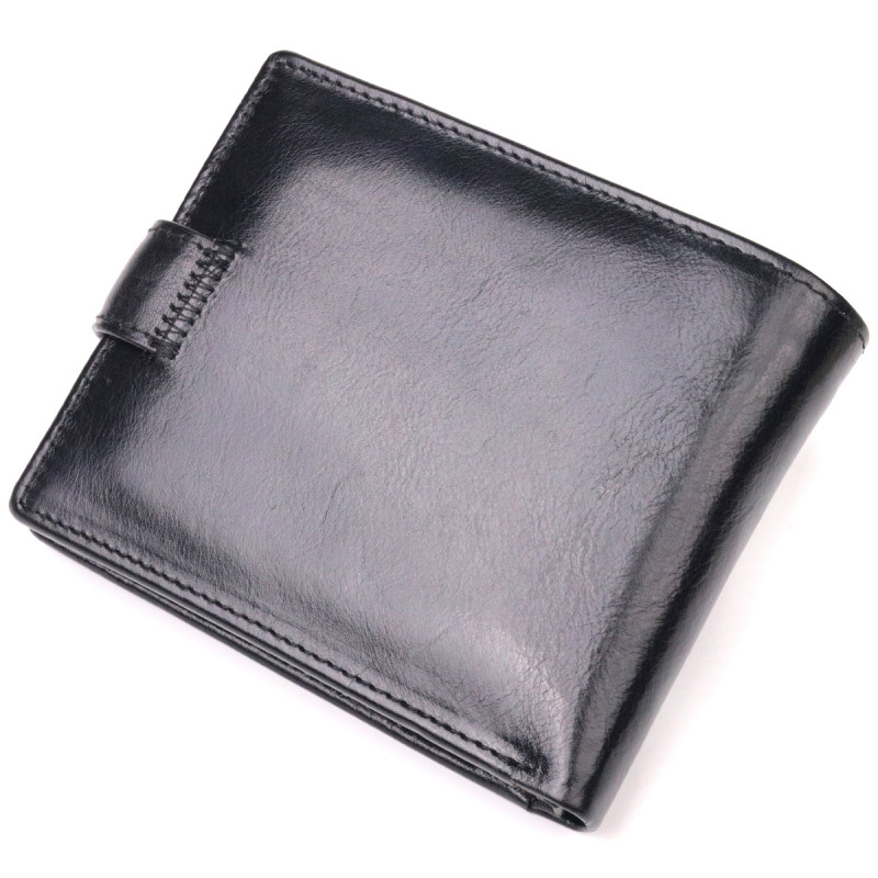 Классический мужской бумажник среднего размера из натуральной кожи ST Leather Черный