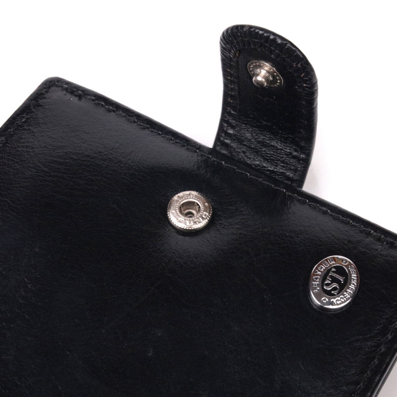 Классический мужской бумажник среднего размера из натуральной кожи ST Leather Черный