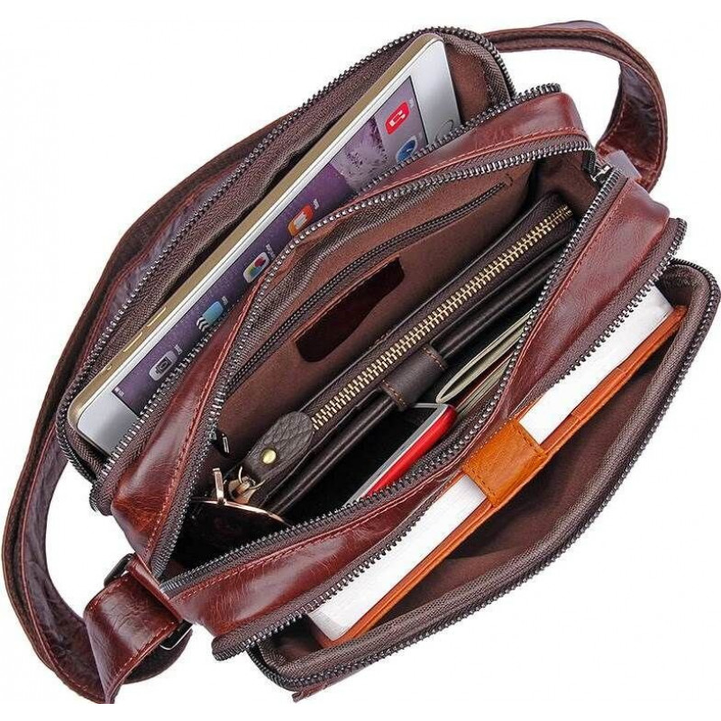 Сумка чоловіча Vintage з натуральної шкіри Коричнева