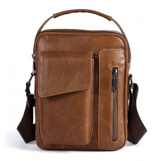 Сумка мужская гладкая Vintage Cветло-коричневая