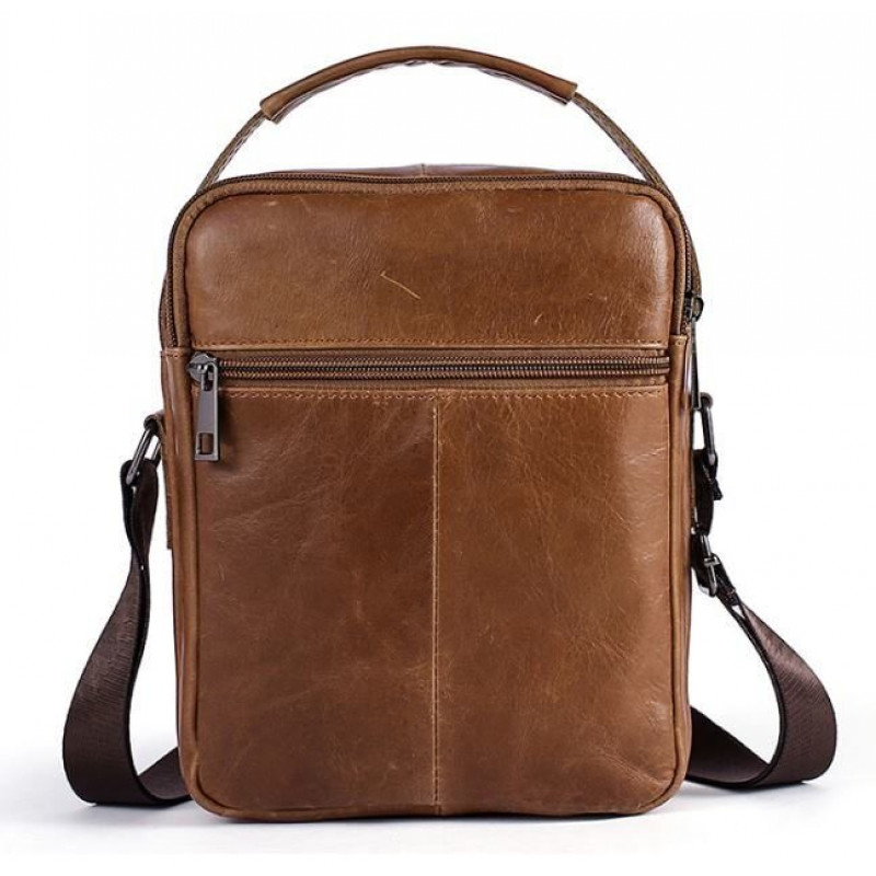 Сумка мужская гладкая Vintage Cветло-коричневая