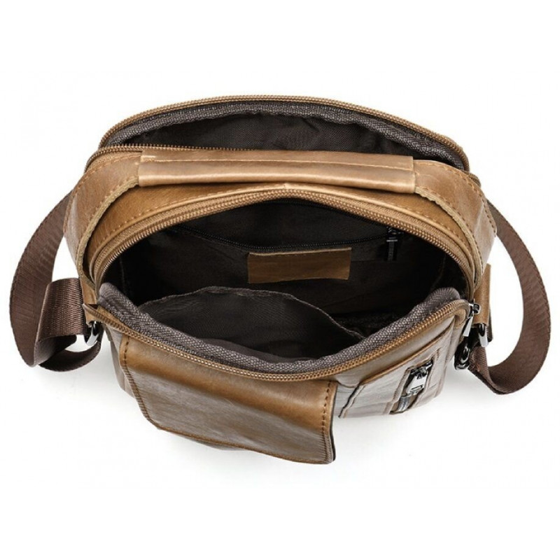 Сумка мужская гладкая Vintage Cветло-коричневая