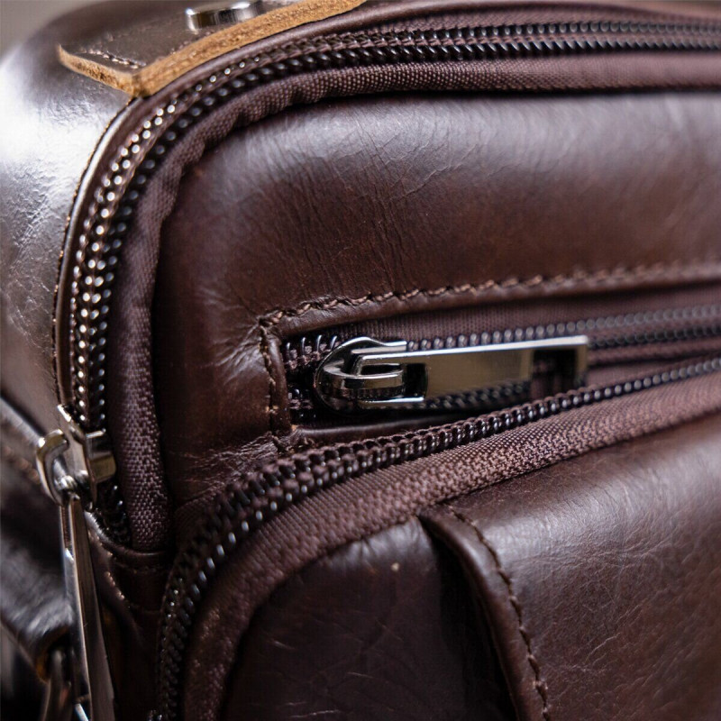 Сумка мужская из плотной кожи Vintage Коричневая