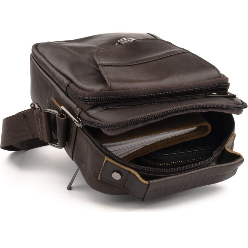 Сумка мужская из плотной кожи Vintage Коричневая