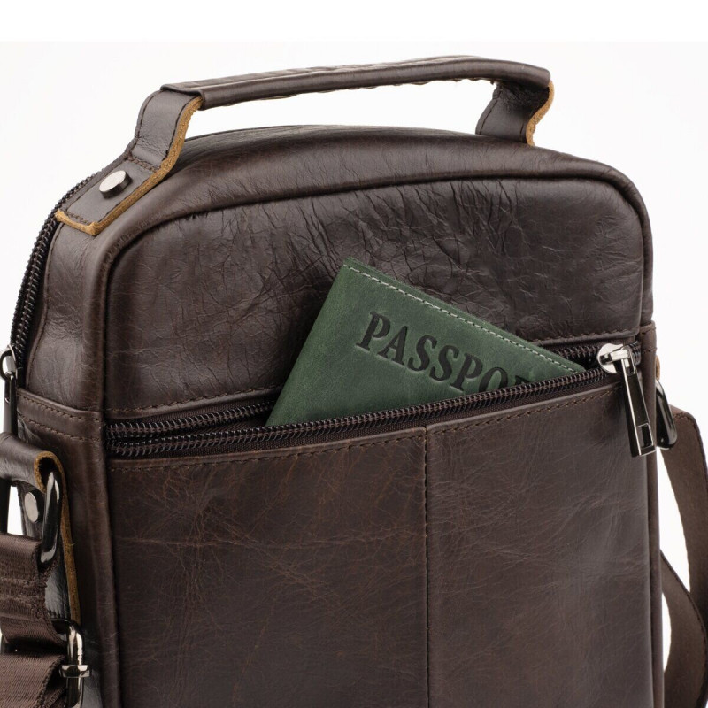 Сумка мужская из плотной кожи Vintage Коричневая