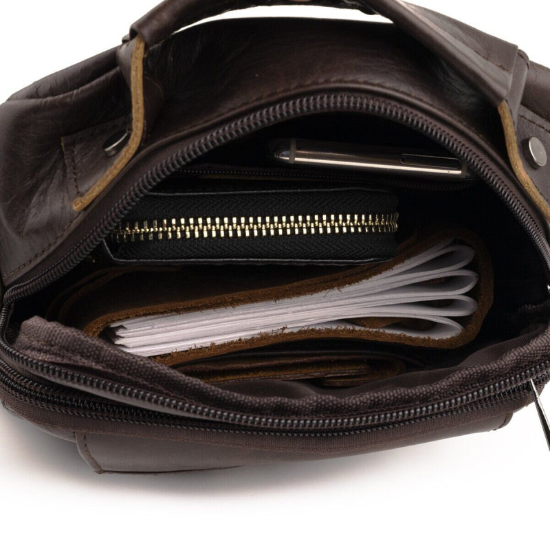 Сумка мужская из плотной кожи Vintage Коричневая