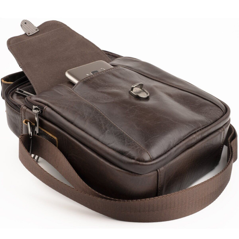 Сумка мужская из плотной кожи Vintage Коричневая