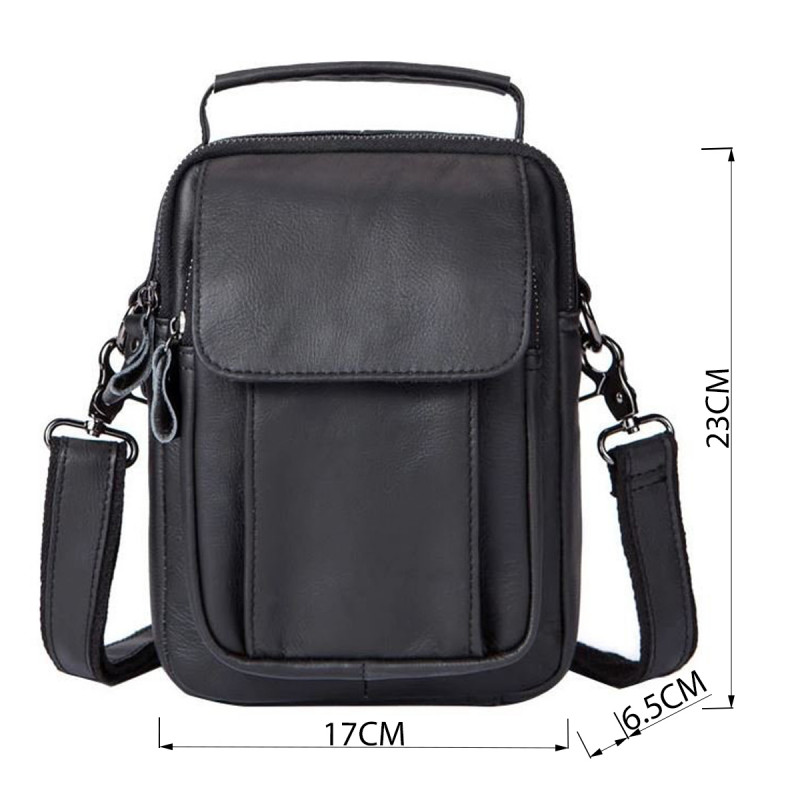 Сумка чоловіча шкіряна Vintage Чорна