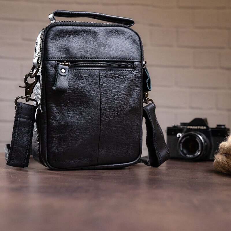 Сумка чоловіча шкіряна Vintage Чорна