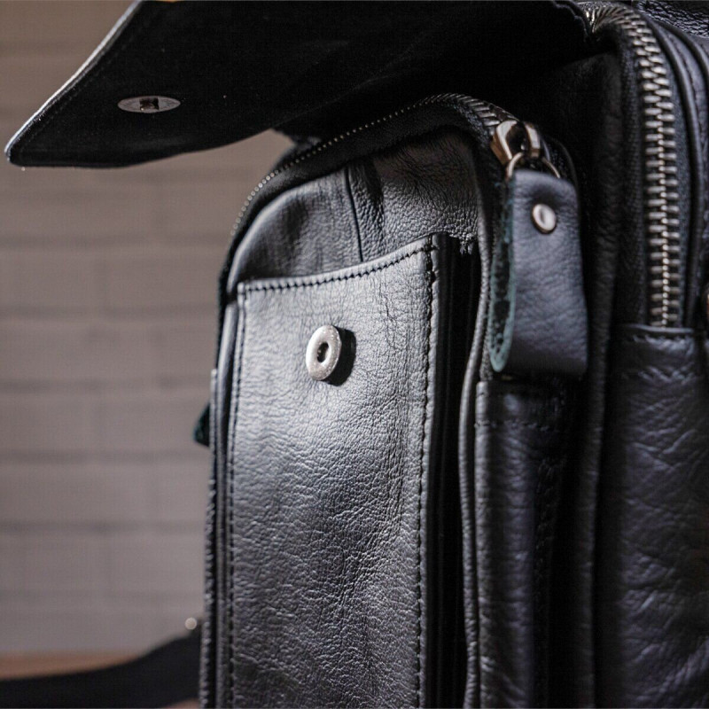 Сумка чоловіча шкіряна Vintage Чорна