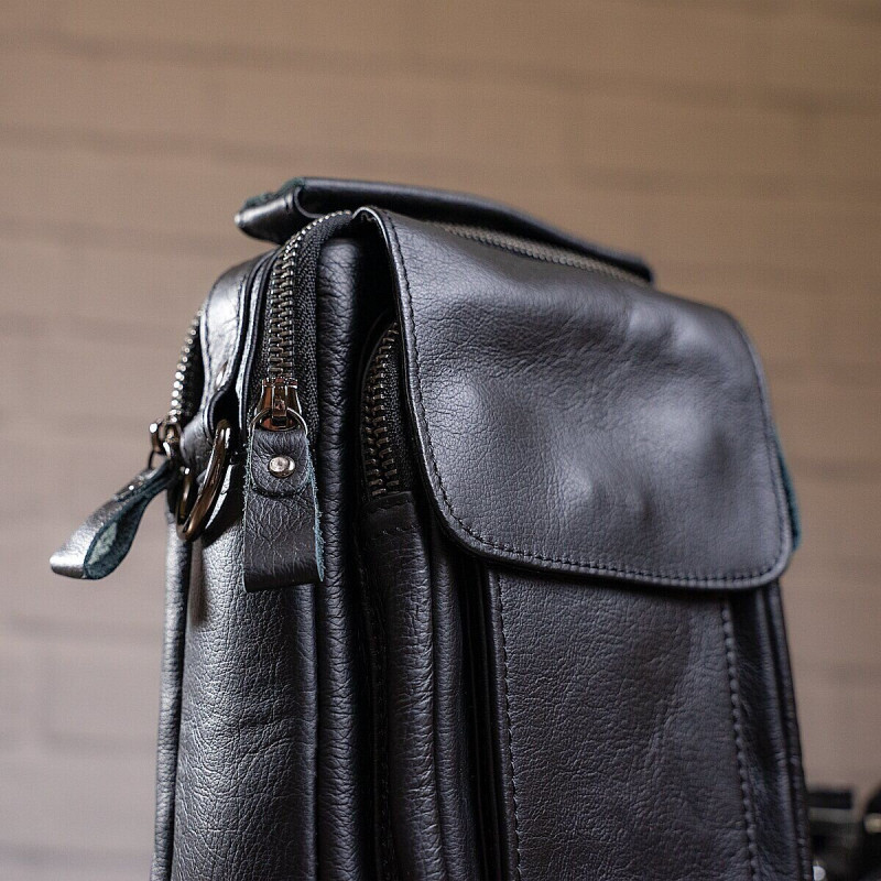 Сумка чоловіча шкіряна Vintage Чорна