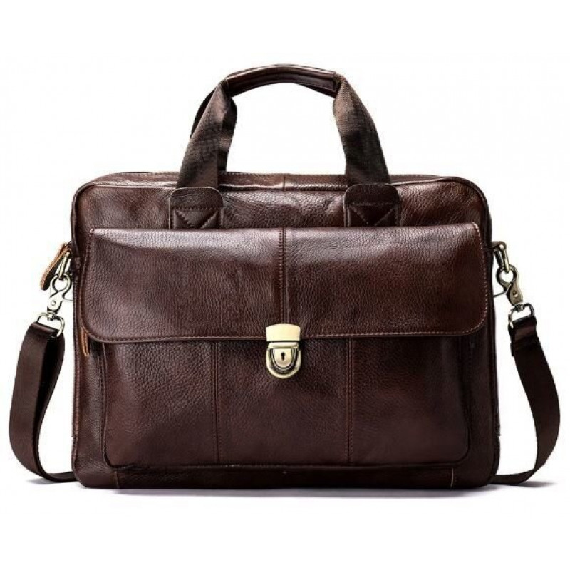 Сумка чоловіча шкіряна горизонтального типу Vintage Коричнева