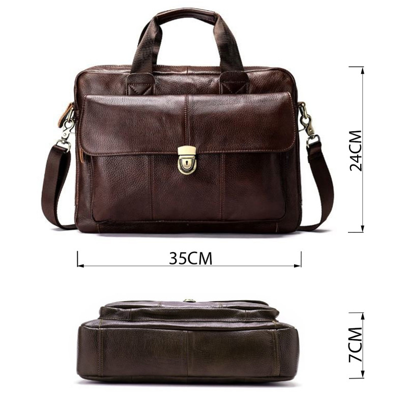 Сумка чоловіча шкіряна горизонтального типу Vintage Коричнева