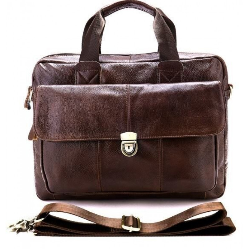 Сумка чоловіча шкіряна горизонтального типу Vintage Коричнева