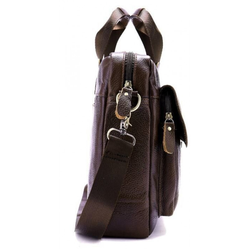 Сумка чоловіча шкіряна горизонтального типу Vintage Коричнева