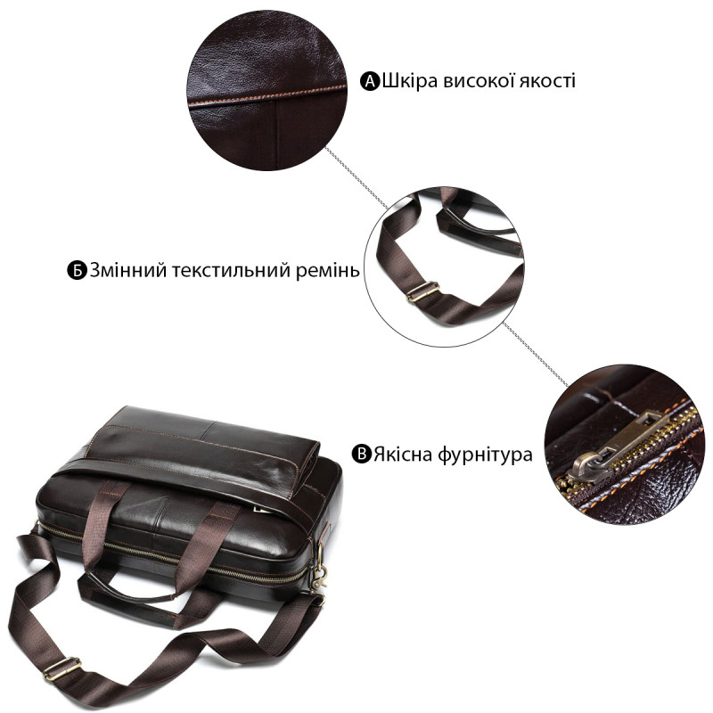 Сумка мужская под ноутбук Vintage Коричневая