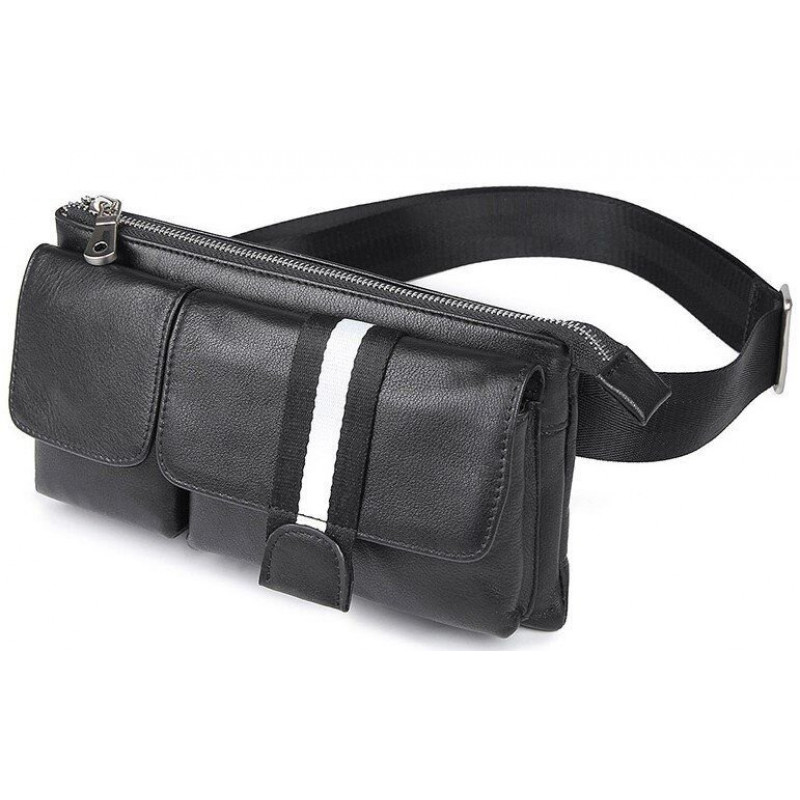Сумка поясная кожаная Vintage Черная