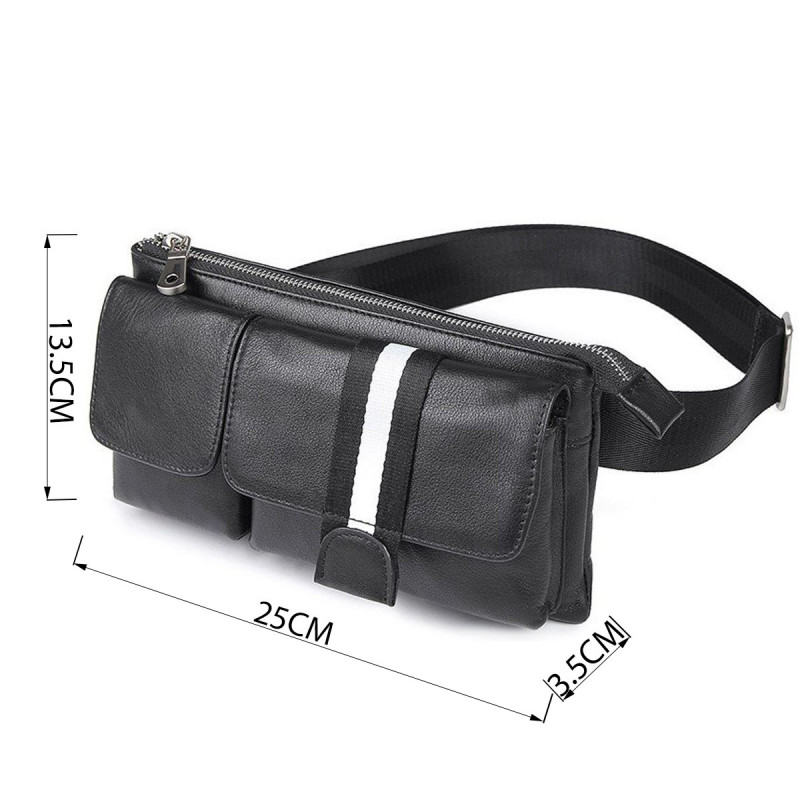 Сумка поясная кожаная Vintage Черная