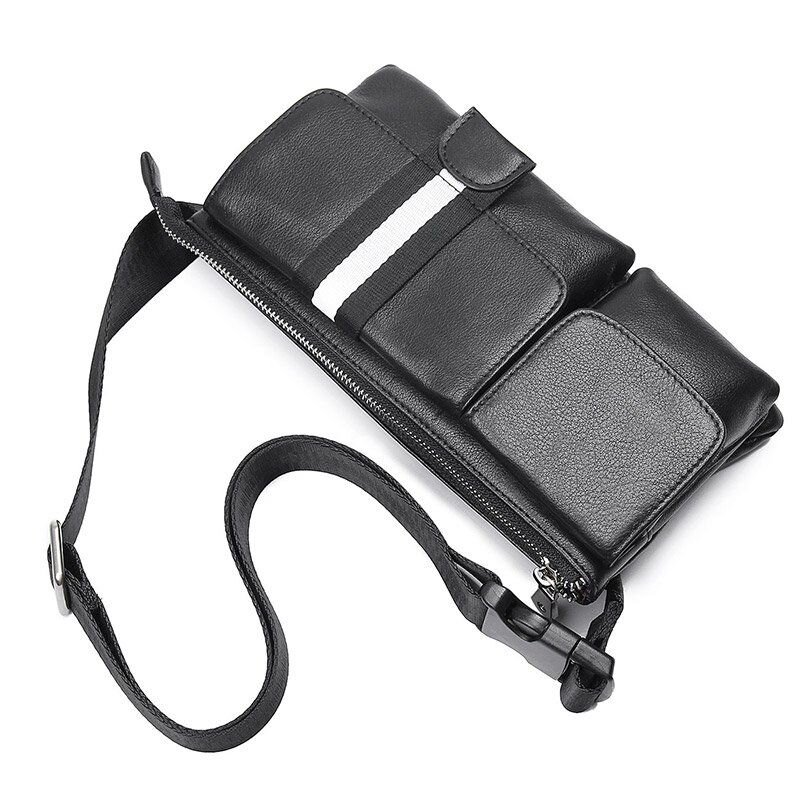 Сумка поясная кожаная Vintage Черная