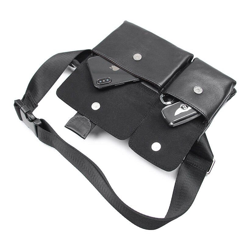 Сумка поясная кожаная Vintage Черная