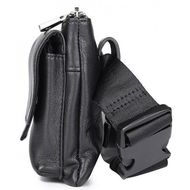 Сумка поясная кожаная Vintage Черная