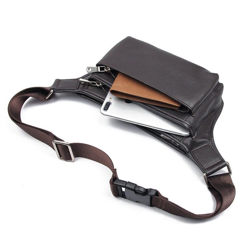 Сумка поясная кожаная Vintage Коричневая