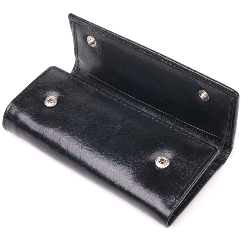 Надежный кошелек-ключница из натуральной гладкой кожи ST Leather Черный