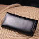 Надежный кошелек-ключница из натуральной гладкой кожи ST Leather Черный