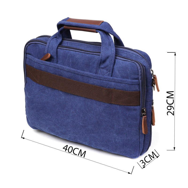 Сумка текстильная для ноутбука на два отделения Vintage Синяя