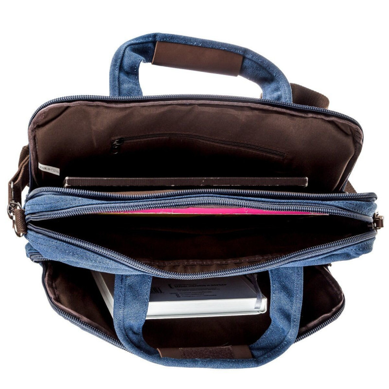 Сумка текстильная для ноутбука на два отделения Vintage Синяя