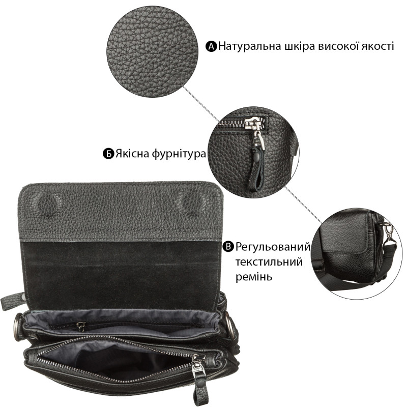 Мужская сумка SHVIGEL кожаная, Черная