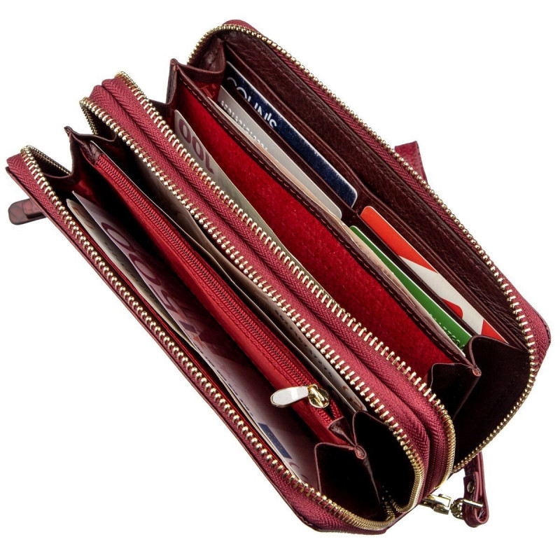 Женский клатч с двумя отделениями ST Leather Бордовый