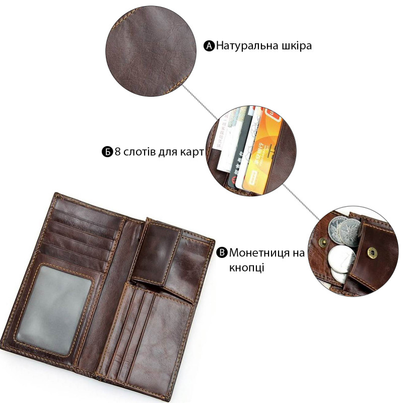 Кошелек Vintage из натуральной кожи Коричневый