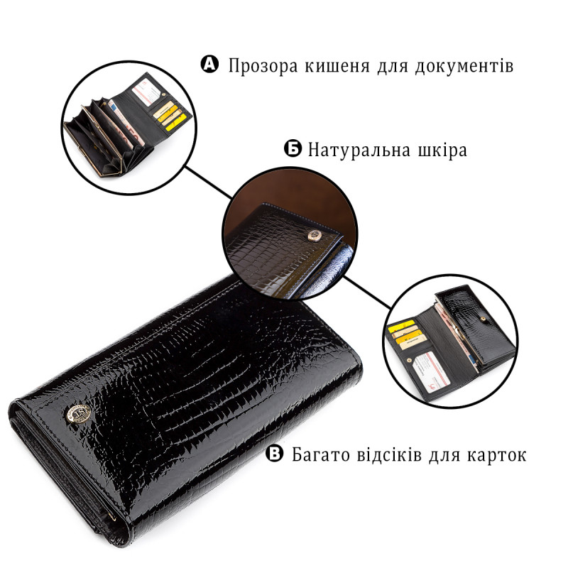 Кошелек женский ST Leather (SA) надежный Черный