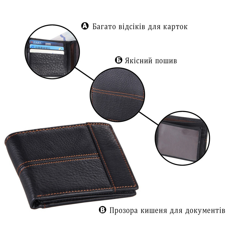 Гаманець чоловічий Vintage Чорний