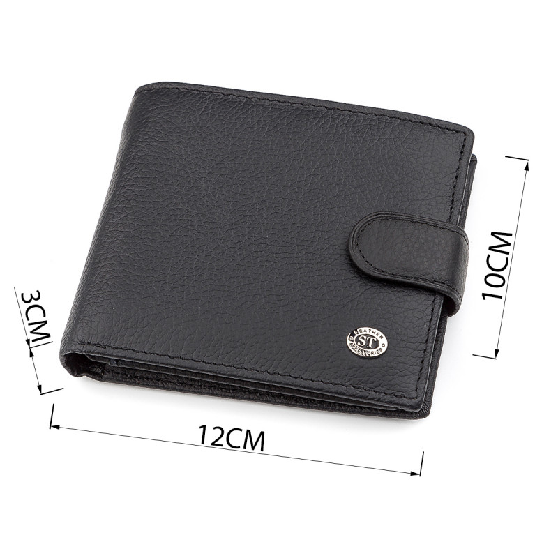 Мужской кошелек ST Leather (ST) очень стильный Черный