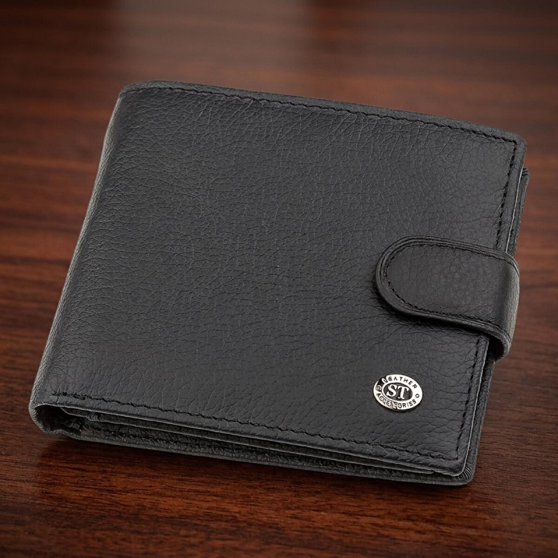 Мужской кошелек ST Leather (ST) очень стильный Черный