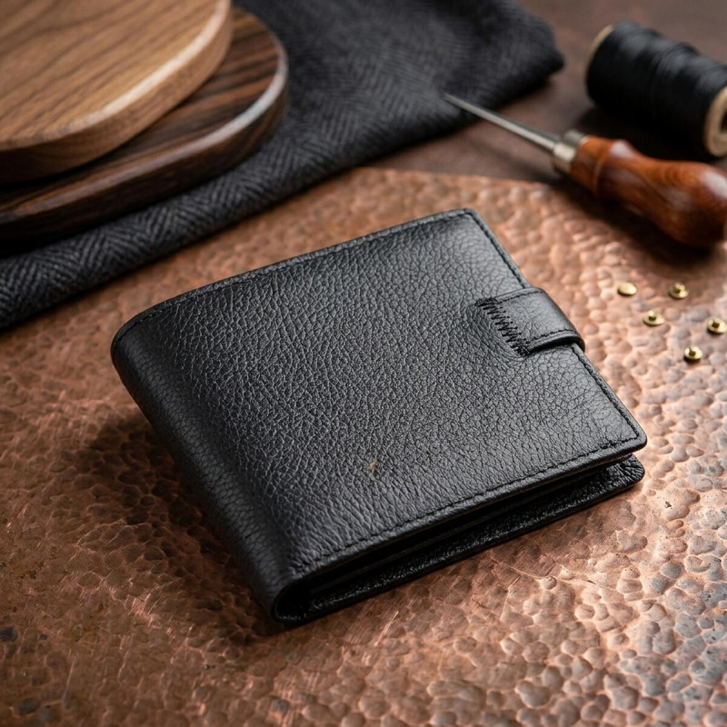 Мужской кошелек ST Leather (ST) очень стильный Черный