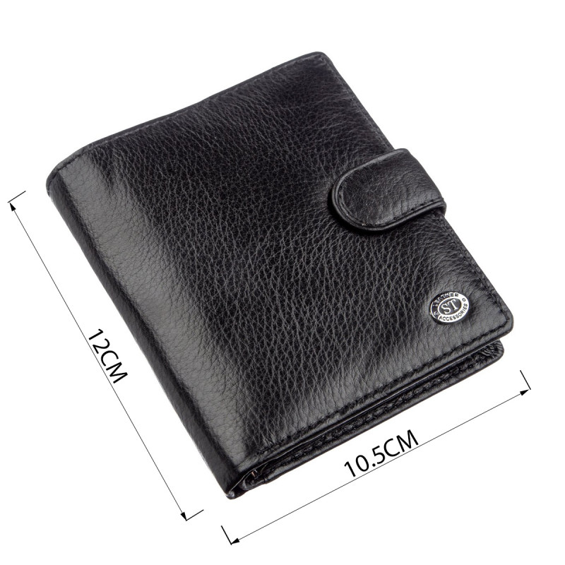 Небольшой кожаный кошелек для мужчин ST Leather Черный