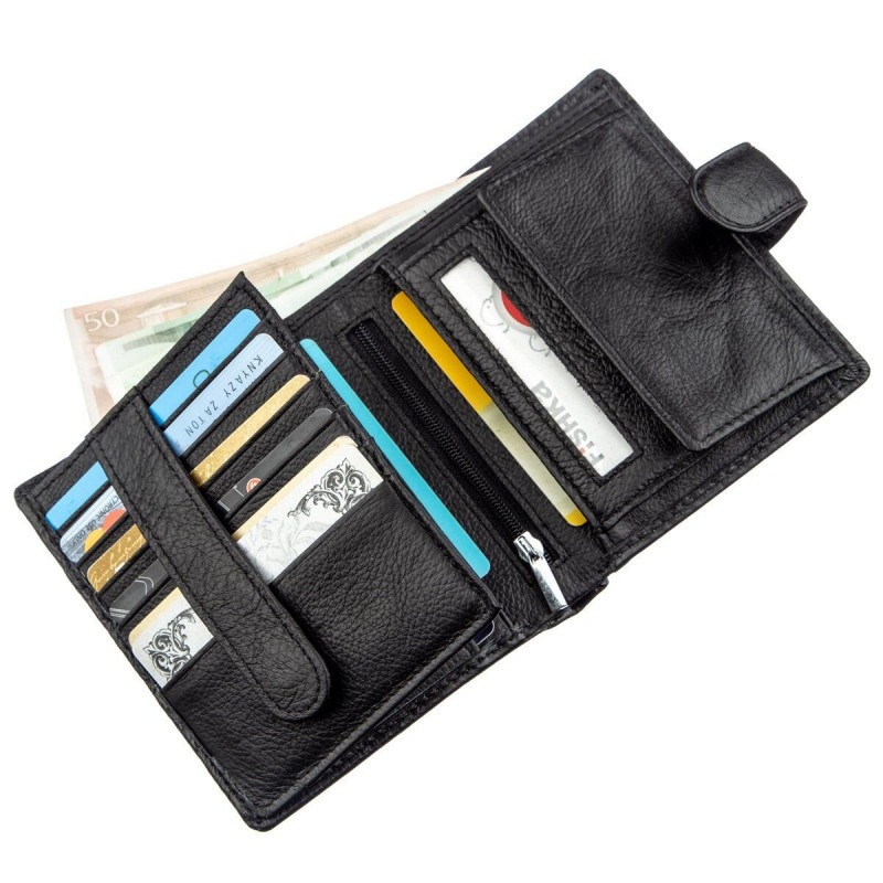 Небольшой кожаный кошелек для мужчин ST Leather Черный