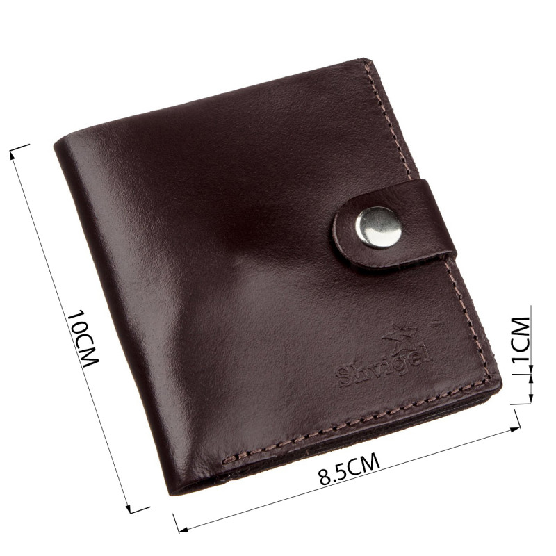 Портмоне вертикальное мужское кожаное с монетницей SHVIGEL Коричневое