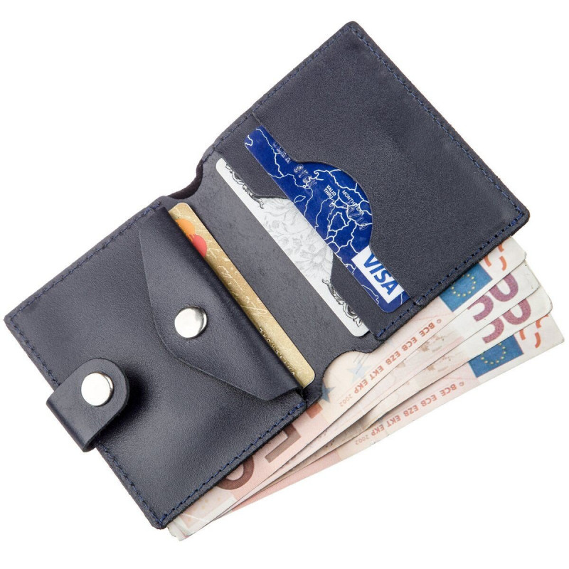 Портмоне вертикальне чоловіче шкіряне з монетницею SHVIGEL Синє