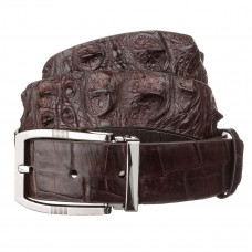 Ремень мужской CROCODILE LEATHER из натуральной кожи крокодила Коричневый