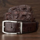 Ремінь чоловічий CROCODILE LEATHER з натуральної шкіри крокодила Коричневий