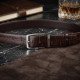 Ремінь чоловічий CROCODILE LEATHER з натуральної шкіри крокодила Коричневий